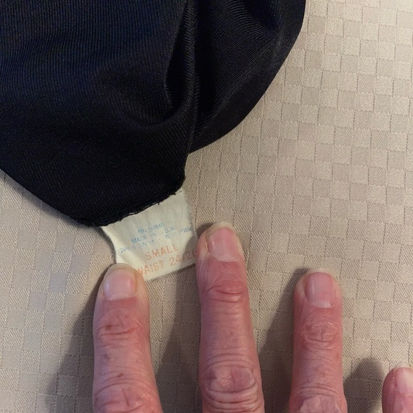 Vintage nylon tricot black 1/2 slip with double side slits & lace trim Small - Picture 5 of 6